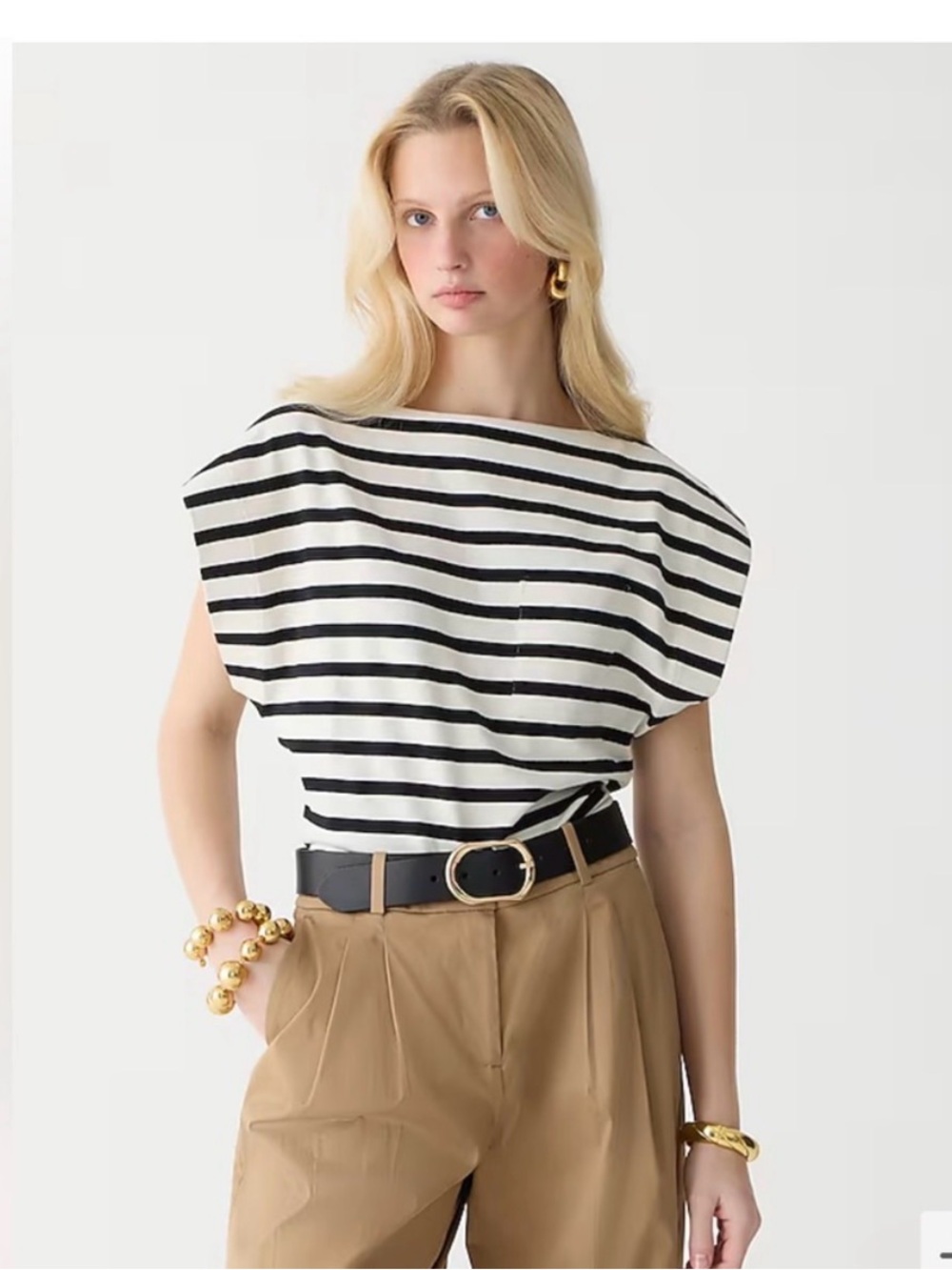 J. Crew - boat neck muscle t-shirt in stripe mariner cotton - Sz S - NWT